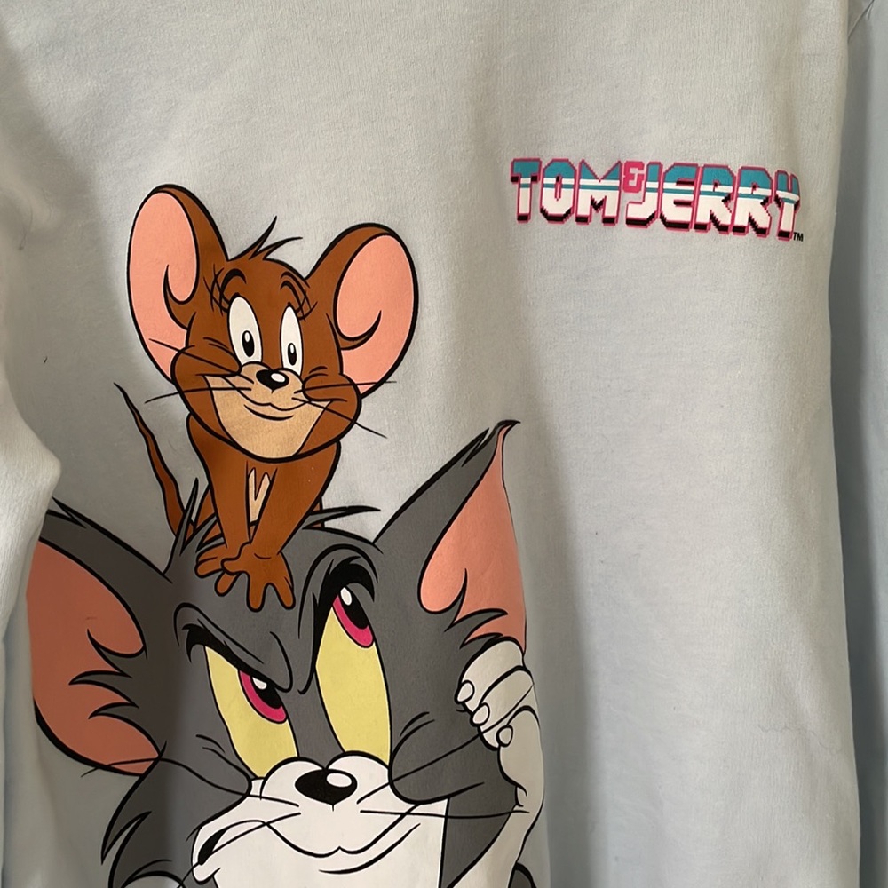 Large blue love tribe Tom and jerry cartoon crewneck sweater - Picture 3 of 3
